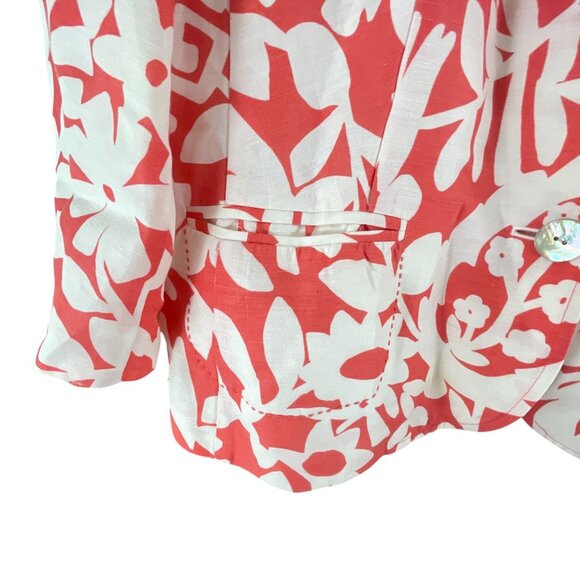 Sigrid Olsen Womens Floral Print Blazer Jacket Size 16 Red & White Feminine - Picture 5 of 8